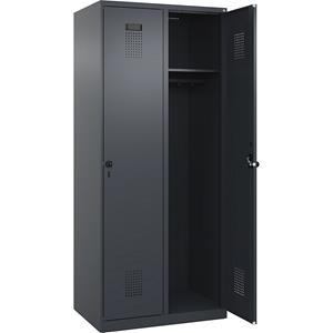 C+P Lockerkast Evolo PLUS, 2 compartimenten, grijs, b = 800 mm, met voetdoppen, draaigrendel