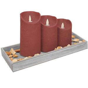 Anna's Collection Houten dienblad met 3 LED kaarsen in de kleur roze 14 x cm -