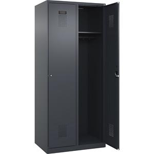 C+P Lockerkast Evolo PLUS, 2 compartimenten, grijs, b = 800 mm, met voetdoppen, cilinderslot