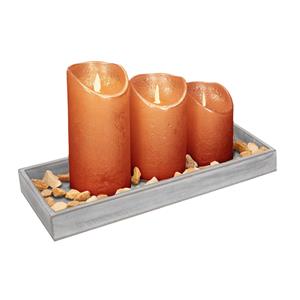 Anna's Collection Houten dienblad met 3 LED kaarsen in de kleur koper 14 x cm -