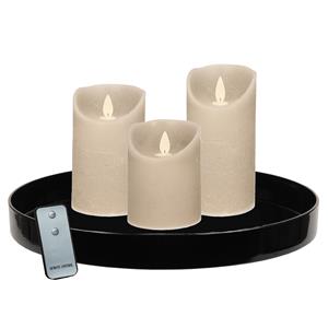 PEHA Zwart kunststof dienblad inclusief LED kaarsen taupe beige -