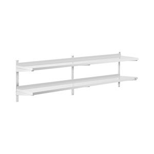 Royal Catering Wandrek van roestvrij staal - 2 planken - 40 x 200 cm