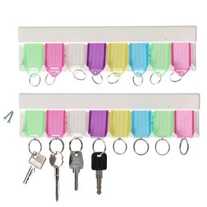Merkloos 2x Sleutelrekjes met 8 sleutelhangers 29 cm -