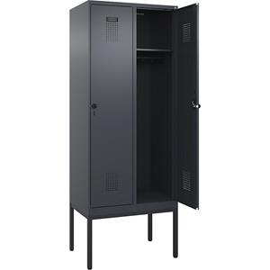 C+P Lockerkast Evolo PLUS, 2 compartimenten, grijs, b = 800 mm, met smalle voeten, draaigrendel