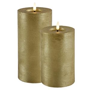 Countryfield LED kaars/stompkaars set - 2x st - goud - H15 en H20 cm - timer - warm wit -