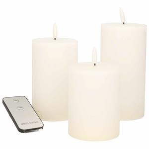 Anna's Collection LED Stompkaarsen met afstandsbediening - 6x - wit - 10/12.5/15 cm -
