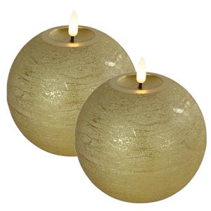Countryfield LED kaarsen/bolkaarsen- 2x - goud - B12 x H12,5 cm - Lyon - warm wit -
