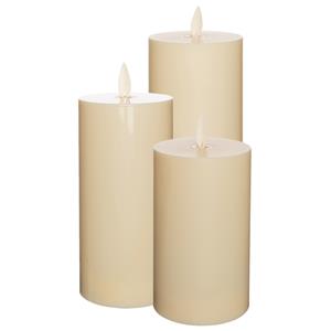 Anna's Collection LED kaarsen/stompkaarsen - set van 3x st - ivoor wit - D8 cm - voor buiten - timer functie -