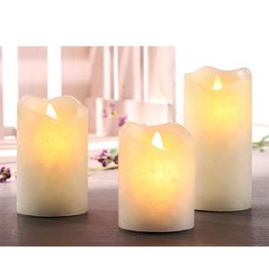 Merkloos 2x Set van 3 Creme witte LED kaarsen/stompkaarsen -