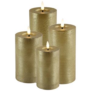 Countryfield LED kaarsen/stompkaarsen - set 4x - goud - timer - warm wit -