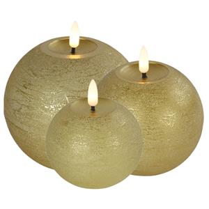 Countryfield LED bolkaarsen/kaarsen - set van 3x st - goud - warm wit licht -