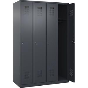 C+P Lockerkast Evolo PLUS, 4 compartimenten, grijs, b = 1200 mm, met voetdoppen, cilinderslot