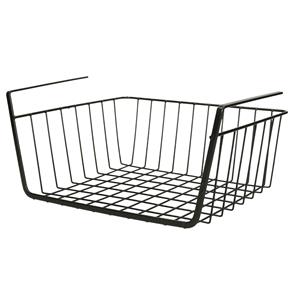 Urban Living Kastmandje - opberg/hang mandjes - rvs - zwart - 30 x 25 x 14 cm -