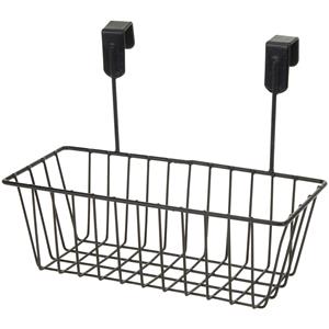 Merkloos Mandje met deurhaken zwart metaal 28 x 9,5 cm -