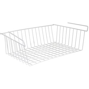 MSV Kastmandje - opberg/hang mandjes - rvs - wit - x 26 x 14 cm -