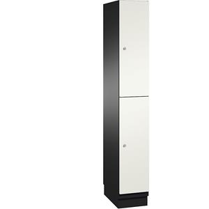 C+P Lockerkast met twee verdiepingen Cambio, 1 compartiment, kastframe zwartgrijs / deur zuiverwit, breedte 300 mm