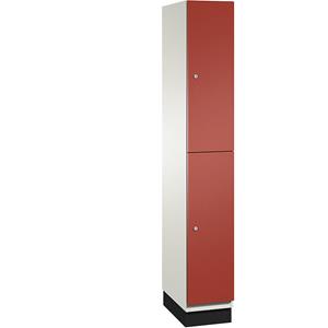 C+P Lockerkast met twee verdiepingen Cambio, 1 compartiment, kastframe zuiverwit / deur vuurrood, breedte 300 mm