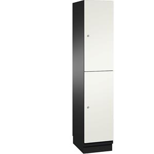 C+P Lockerkast met twee verdiepingen Cambio, 1 compartiment, kastframe zwartgrijs / deur zuiverwit, breedte 400 mm