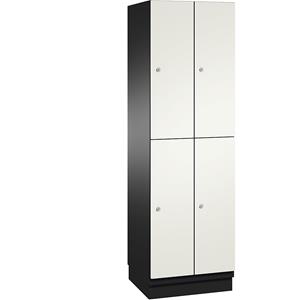 C+P Lockerkast met twee verdiepingen Cambio, 2 compartimenten, kastframe zwartgrijs / deur zuiverwit, breedte 600 mm