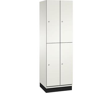 C+P Lockerkast met twee verdiepingen Cambio, 2 compartimenten, kastframe zuiverwit / deur zuiverwit, breedte 600 mm