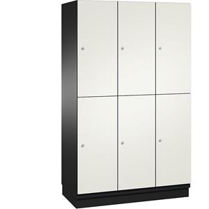 C+P Lockerkast met twee verdiepingen Cambio, 3 compartimenten, kastframe zwartgrijs / deur zuiverwit, breedte 1200 mm
