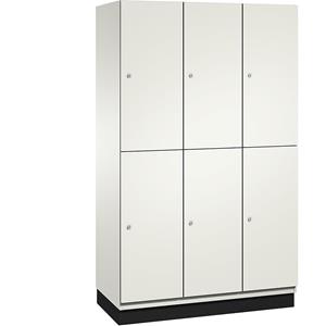 C+P Lockerkast met twee verdiepingen Cambio, 3 compartimenten, kastframe zuiverwit / deur zuiverwit, breedte 1200 mm