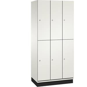 C+P Lockerkast met twee verdiepingen Cambio, 3 compartimenten, kastframe zuiverwit / deur wit, breedte 900 mm