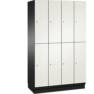 C+P Lockerkast met twee verdiepingen Cambio, 4 compartimenten, kastframe zwartgrijs / deur zuiverwit