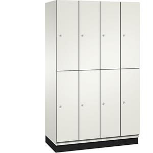 C+P Lockerkast met twee verdiepingen Cambio, 4 compartimenten, kastframe zuiverwit / deur zuiverwit