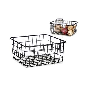 Arte r Industriele draadmand/opbergmand zwart metaal 28 x 22 x 13 cm -