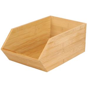Bambou & Co Stapelbare opbergmand 1 vaks - L18 x B31 x H12 cm - bamboe hout - lichtbruin - organizer -