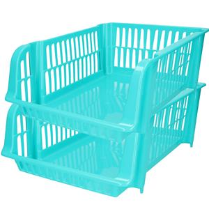PlasticForte Stapelbare opbergmand - 2x - Blauw - 16 liter - kunststof - x 28 x 15 cm -