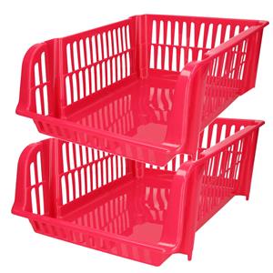 PlasticForte Stapelbare opbergmand - 2x - Roze - 16 liter - kunststof - x 28 x 15 cm -