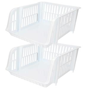 PlasticForte Stapelbare opbergmand - 2x - Wit - 16 liter - kunststof - x 28 x 15 cm -