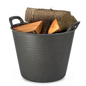 Merkloos Haardblokken/houtblokken flexibele emmer/kuip - zwart - liter -38 x 45 cm - eco kunststof -