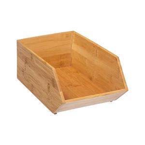 5five Stapelbare opbergmand 1 vaks - L18 x B31 x H12 cm - bamboe hout - lichtbruin - organizer -