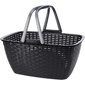 Merkloos Antraciet grijze speelgoedmand met hengsel 27 liter 43 x 30 cm -
