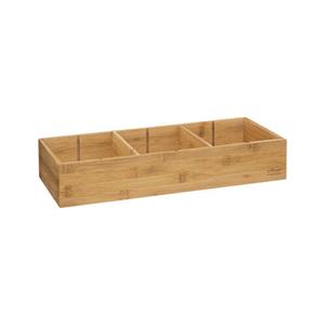 5five Lade/kast/badkamer organizer - 3 vaks - L38 x B15 x H7 cm - bamboe hout - lichtbruin - met indeling -