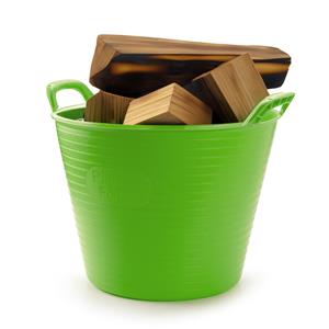 Merkloos Haardblokken/houtblokken flexibele emmer/kuip - groen - liter -38 x 45 cm - eco kunststof -