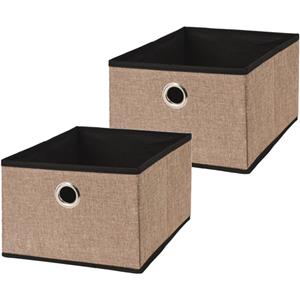 Storage Solutions Opbergmand/kastmand - 2x - bruin - karton/kunststof - 15 liter - 32 x 25 x 18 cm -