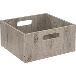 5five Opbergmand/kastmand van hout - grijs - 14 Liter - 31 x 31 x 15 cm - Opbergboxen -