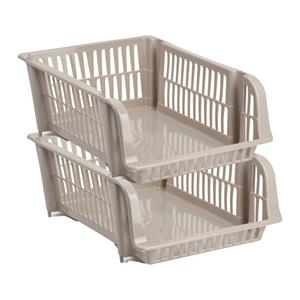 PlasticForte Stapelbare opbergmand - 2x - Beige - 20 liter - kunststof - 43 x 32 x 16 cm -