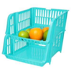 PlasticForte Stapelbare opbergmand - 2x - Blauw - 20 liter - kunststof - 43 x 32 x 16 cm -