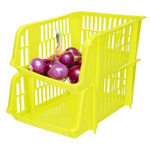 PlasticForte Stapelbare opbergmand - 2x - Groen - 20 liter - kunststof - 43 x 32 x 16 cm -