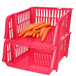 PlasticForte Stapelbare opbergmand - 2x - Roze - 20 liter - kunststof - 43 x 32 x 16 cm -