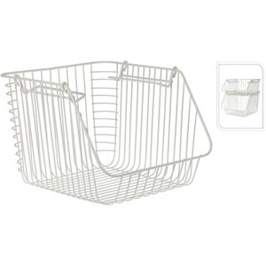 Excellent Houseware Witte opberg/opruim mandjes stapelbaar 29 x 27 x 21 cm -
