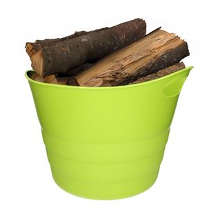 Excellent Houseware Haardblokken/houtblokken flexibele emmer/kuip - lime groen - liter - x 45 cm - kunststof -
