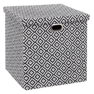 5five Opbergmand/kastmand - karton/kunststof - 29 liter - zwart/wit - 31 x 31 x 31 cm -