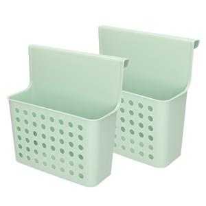 PlasticForte Badkamerrekje - 2x stuks - mintgroen - douche opbergmandje - 26x24 cm -