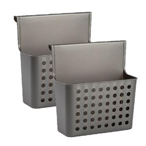 PlasticForte Badkamerrekje - Set van 2x stuks - antraciet - douche opbergmandje - 26x24 cm -
